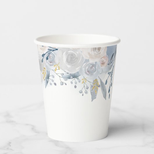 Hochzeit blass blauer Rose Pappbecher (Rückseite)