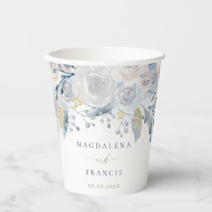 Hochzeit blass blauer Rose Pappbecher