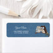 Hochzeit Blau Braune Eule Glitter Rücksendeadresse (Insitu)