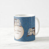 Hochzeit Blau Braune Eule Glitter Schön Kaffeetasse (VorderseiteRechts)