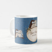 Hochzeit Blau Braune Eule Glitter Schön Kaffeetasse (Vorderseite Links)