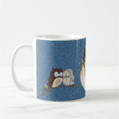 Hochzeit Blau Braune Eule Glitter Schön Kaffeetasse (Links)