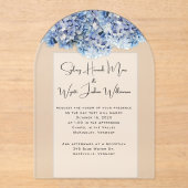 Hochzeit Blau Echte Blumen Acryleinladungen (Vorderseite)