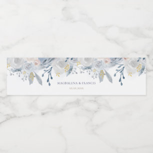 Hochzeit blauer Rose Wasserflaschenetikett