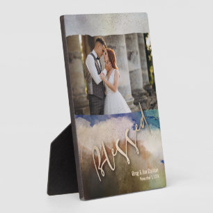 Hochzeit BLESSED Watercolor Tabletop Easel Fotoplatte