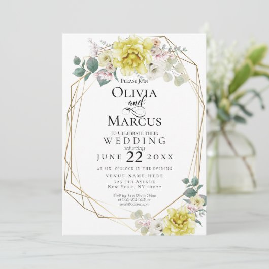 Hochzeit | Blume für Gelbpfirsiche Einladung (Stehend Vorderseite)