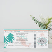 Hochzeit-Boarding nach Mexiko Einladung (Stehend Vorderseite)