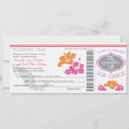 Hochzeit Boarding Pass nach Los Cabos Mexiko Einladung