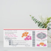 Hochzeit Boarding Pass nach Los Cabos Mexiko Einladung (Stehend Vorderseite)