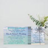 Hochzeit Boarding Pass Ticket Beach Zielort Einladung (Stehend Vorderseite)