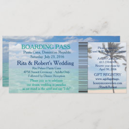 Hochzeit Boarding Pass Ticket Beach Zielort Einladung