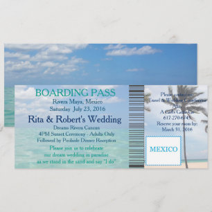 Hochzeit Boarding Pass Ticket Beach Zielort Einladung