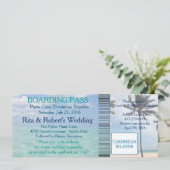 Hochzeit Boarding Pass Ticket Beach Zielort Einladung (Stehend Vorderseite)