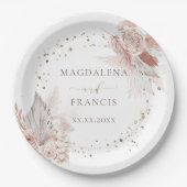 Hochzeit boho Blume Imitate Glitzer Pappteller (Vorderseite)