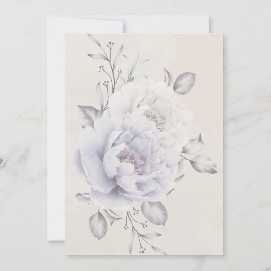 Hochzeit | Boho Rustic Lilac and Alabaster Peony Einladung (Rückseite)