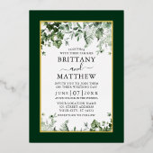 Hochzeit botanisch Ivy Sage Ferns Foto Gold Folieneinladung (Vorderseite)