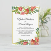 Hochzeit Botanischer Boho Elegant Pomegranat Einladung (Stehend Vorderseite)