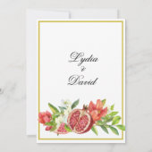 Hochzeit Botanischer Boho Elegant Pomegranat Einladung (Rückseite)