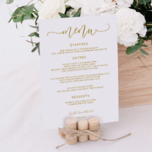 Hochzeit Bounce Calligraphy Swirly (Flach Gold) Menükarte