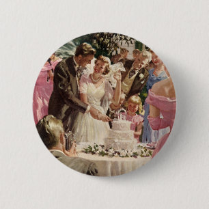 Hochzeit Braut Bräutigam Frischvermählte schneiden Button