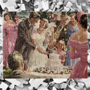 Hochzeit Braut Bräutigam Frischvermählte schneiden Puzzle