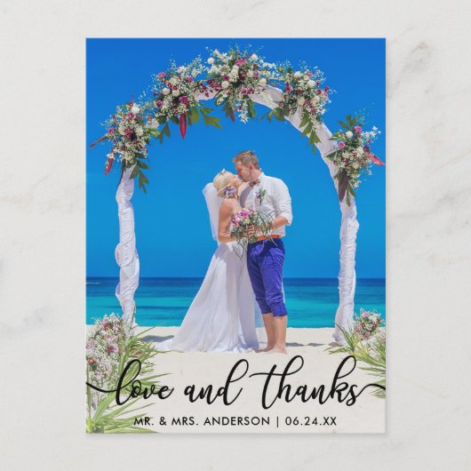 Hochzeit Braut Groom Foto Liebe und Dank Postkarte (Vorderseite)