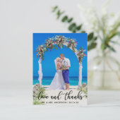 Hochzeit Braut Groom Foto Liebe und Dank Postkarte (Stehend Vorderseite)