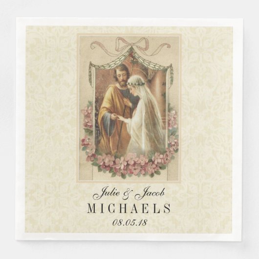 Hochzeit Braut Groom Katholische Ehe Mary Joseph Serviette (Vorderseite)