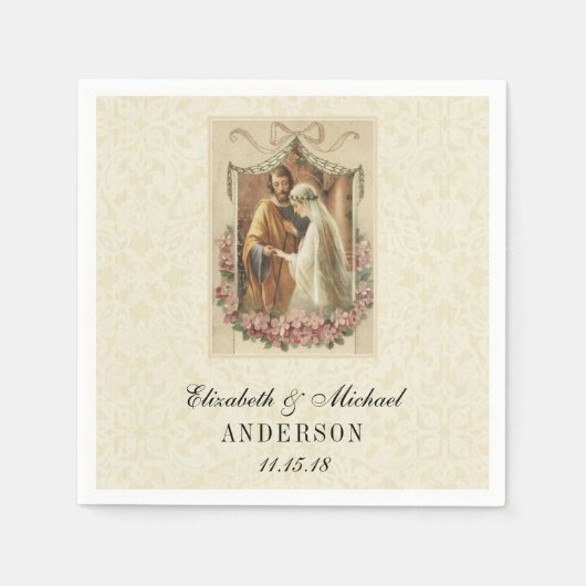 Hochzeit Braut Groom Katholische Ehe Mary Joseph Serviette (Vorderseite)