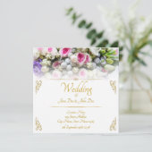 Hochzeit - Braut mit bunten Hochzeitsbukett Karte (Stehend Vorderseite)