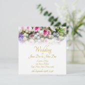 Hochzeit - Braut mit bunten Hochzeitsbukett Karte (Stehend Vorderseite)