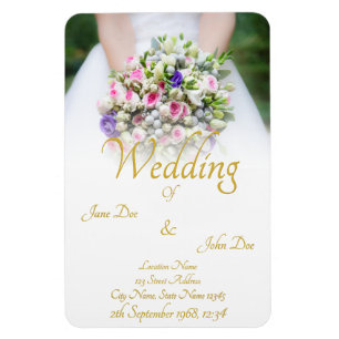 Hochzeit - Braut mit bunten Hochzeitsbukett Magnet