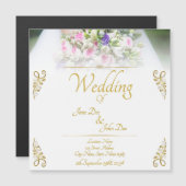 Hochzeit - Braut mit bunten Hochzeitsbukett Magnetkarte (Vorne/Hinten)