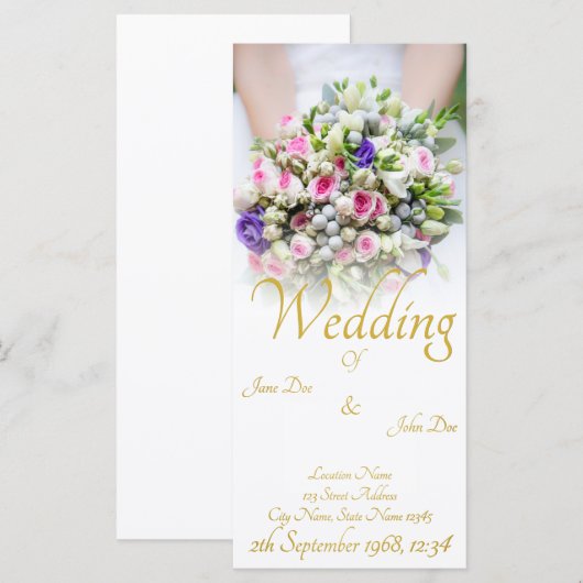 Hochzeit - Braut mit bunten Hochzeitsbukett Programm (Vorne/Hinten)