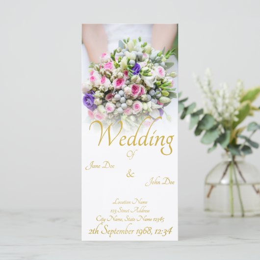 Hochzeit - Braut mit bunten Hochzeitsbukett Programm (Stehend Vorderseite)