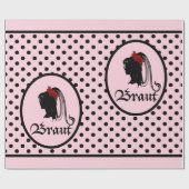 Hochzeit Braut Text Frau Kopf rosa Punkte Geschenkpapier (Flach)
