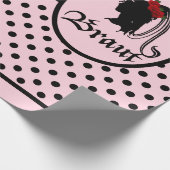 Hochzeit Braut Text Frau Kopf rosa Punkte Geschenkpapier (Ecke)