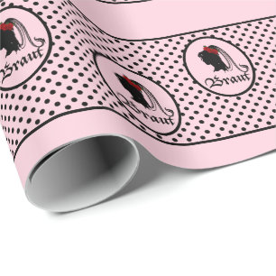Hochzeit Braut Text Frau Kopf rosa Punkte Geschenkpapier