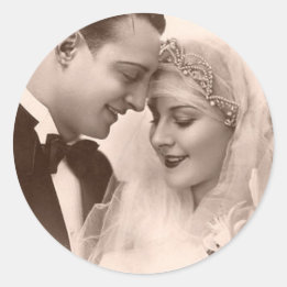 Hochzeit Braut und Bräutigam im Vintage-Stil Runder Aufkleber