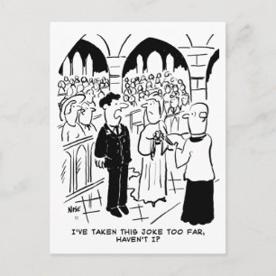 Hochzeit - Bräutigam Streich Cartoon Postkarte
