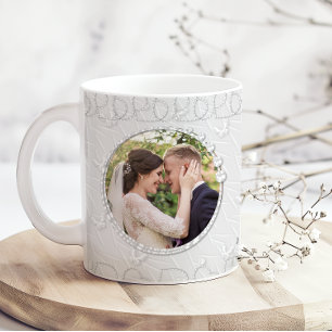 Hochzeit Brautpaar Foto Namen hinzufügen Kaffeetasse
