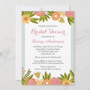 Hochzeit Brautparty Chic Garden Blühende Blume Einladung