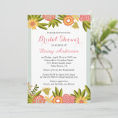 Hochzeit Brautparty Chic Garden Blühende Blume Einladung (Stehend Vorderseite)