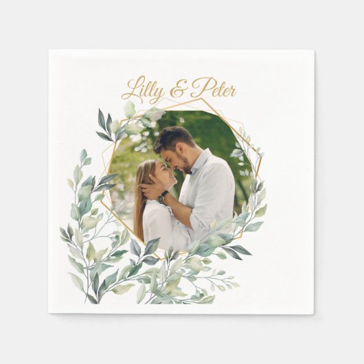 Hochzeit, Brautparty Custom Foto Napkins Serviette (Vorderseite)