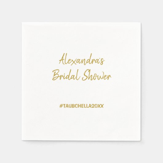 Hochzeit Brautparty Party Napkins Hashtag Gold Serviette (Vorderseite)