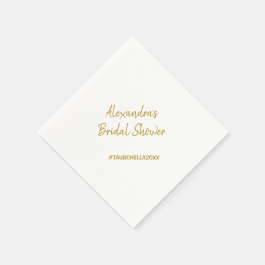 Hochzeit Brautparty Party Napkins Hashtag Gold Serviette (Ecke)
