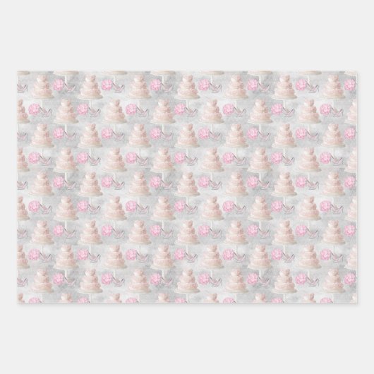 Hochzeit, Brautparty - Set von 3 Blättern Geschenkpapier Set (Vorderseite 3)