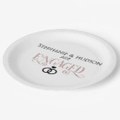 Hochzeit, Brautparty, Verlobtes Engagement Pappteller (Schrägansicht)