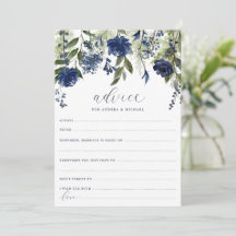 Hochzeit Bridal Advice Cards Navy Blue Wildblume
