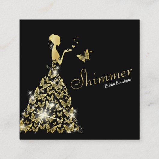 Hochzeit Bridal Butterfly Dress Boutique Quadratische Visitenkarte (Vorderseite)